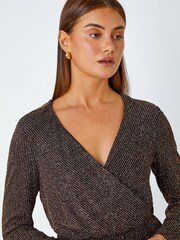 Roman Metallic Shimmer Stripe Wrap Playsuit - Image 4 of 5