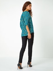 Roman Green Paisley Print Jersey Blouses - Image 2 of 5