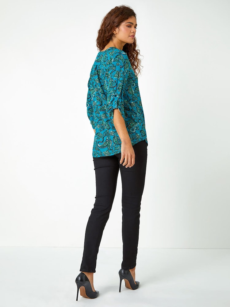 Roman Green Paisley Print Jersey Blouses - Image 2 of 5