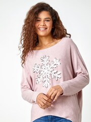 Roman Pink Snowflake Knitted Top - Image 1 of 4
