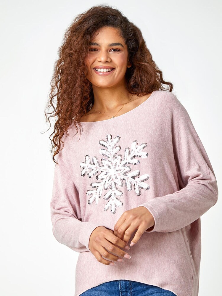 Roman Pink Snowflake Knitted Top - Image 1 of 4