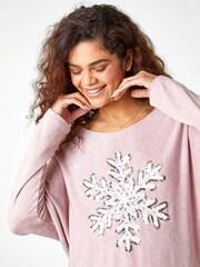 Roman Pink Snowflake Knitted Top - Image 4 of 4