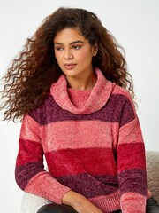 Roman Red Chenille Colour Block Roll Neck Jumper - Image 2 of 5