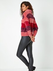 Roman Red Chenille Colour Block Roll Neck Jumper - Image 3 of 5