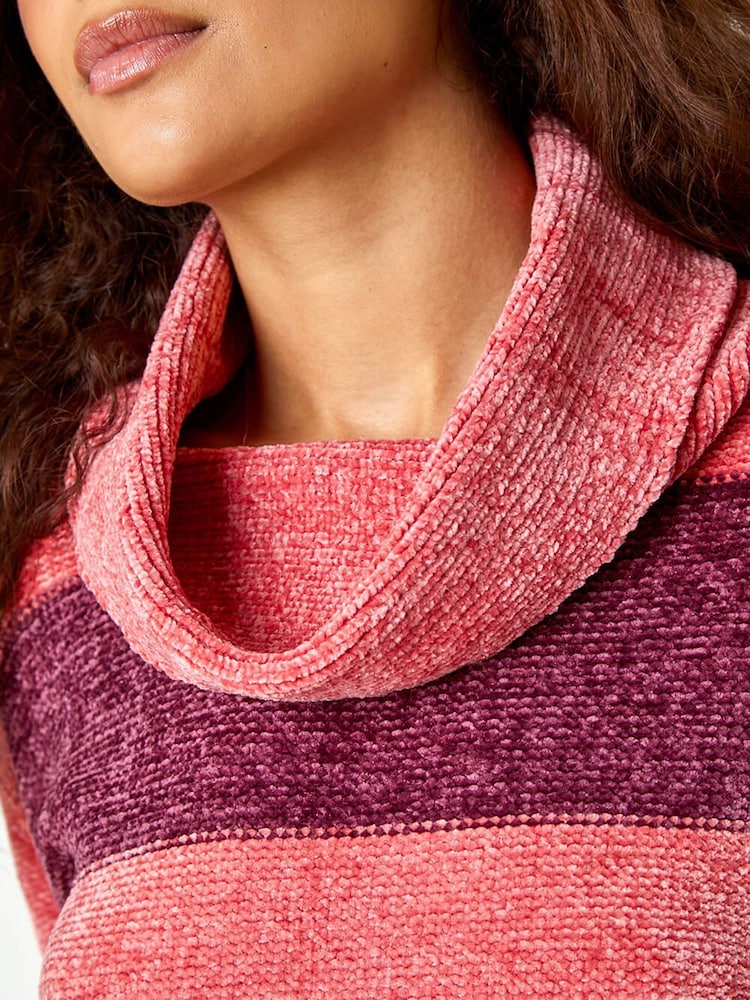 Roman Red Chenille Colour Block Roll Neck Jumper - Image 5 of 5