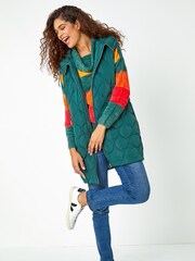 Roman Green Chenille Colour Block Roll Neck Jumper - Image 4 of 5