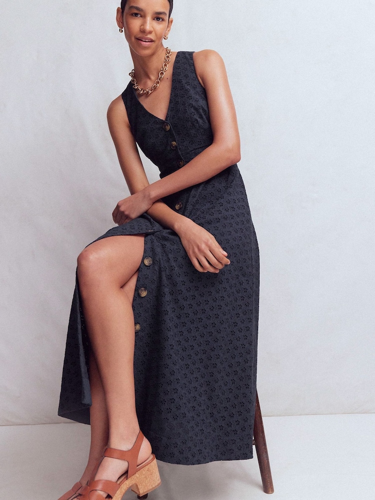 Boden Blue Catherine Broderie Dress - Image 1 of 5 Boden Blue Catherine Broderie Dress - Image 1 of 5