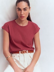 Boden Red Louisa Slub T-Shirt - Image 1 of 5