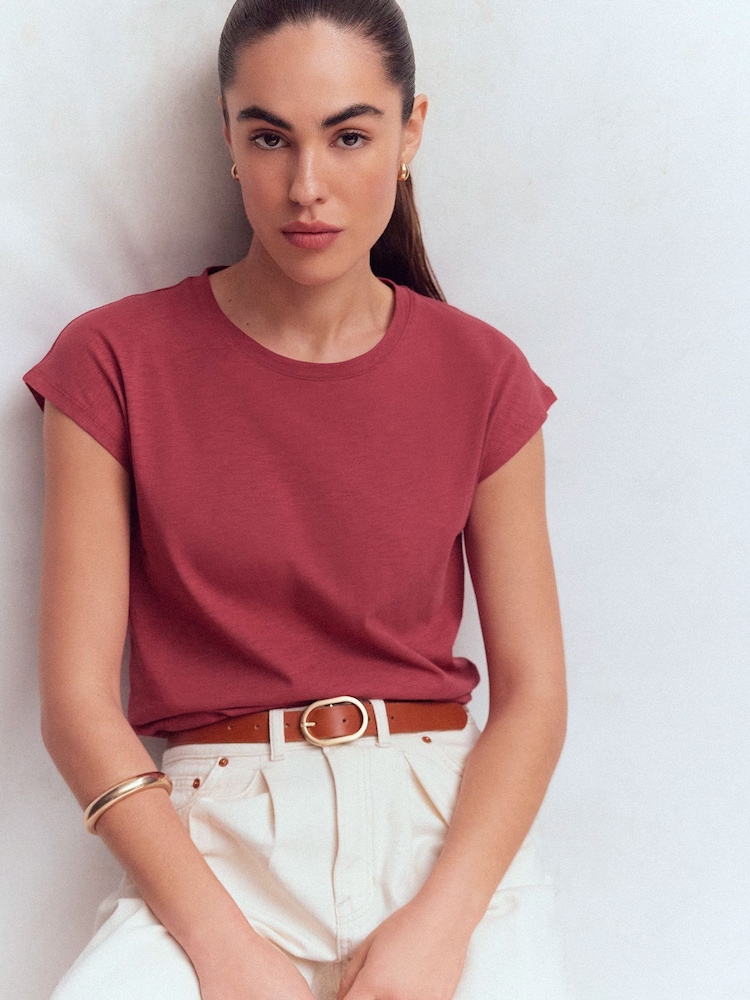 Boden Red Louisa Slub T-Shirt - Image 1 of 5 Boden Red Louisa Slub T-Shirt - Image 1 of 5