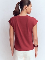 Boden Red Louisa Slub T-Shirt - Image 3 of 5