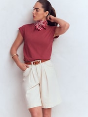 Boden Red Louisa Slub T-Shirt - Image 4 of 5