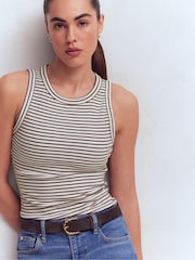 Boden Brown Ribbed Cotton Vest - Image 1 of 6