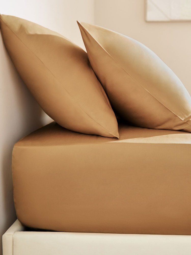 Camel Tan N. Premium 400 Thread Count 100% Egyptian Deep Fitted Cotton Sateen Sheet - Image 1 of 2