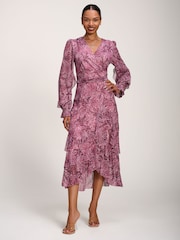 Jolie Moi Pink Frill Detail Mesh Maxi Dress - Image 5 of 6