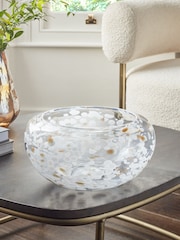 White/Gold Confetti Glass Bowl - Image 1 of 3