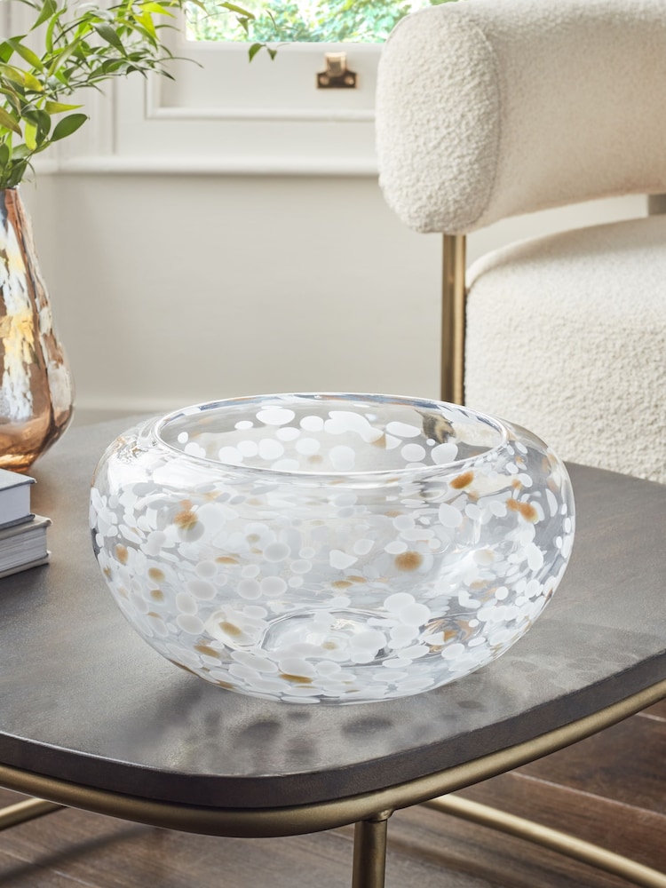White/Gold Confetti Glass Bowl - Image 1 of 3