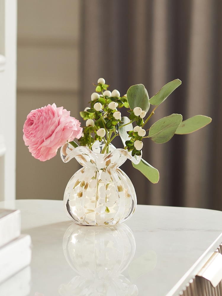 White/Gold Mini Confetti Glass Flower Vase - Image 1 of 4