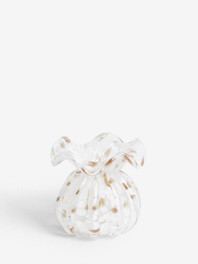 White/Gold Mini Confetti Glass Flower Vase - Image 2 of 4