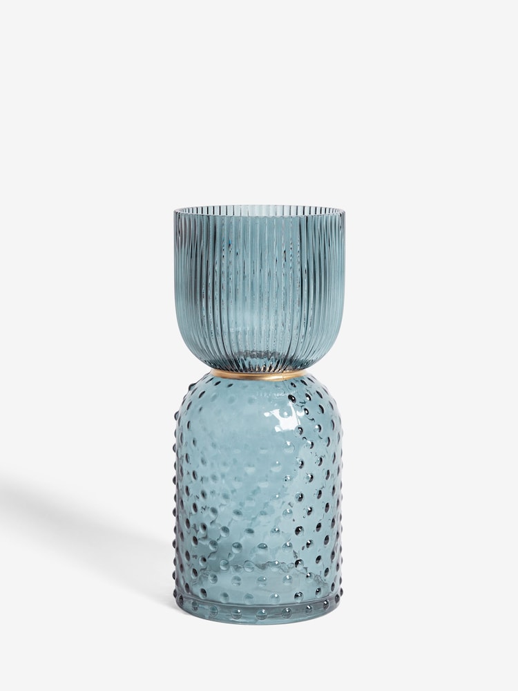 Jarrón de cristal acanalado con textura de burbujas - Imagen 2 de 3