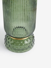 Green Ribbed Glass Hurricane Candle Holder Extra large - Image 5 of 5