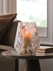 White Confetti Glass Candle Holder Hurricane - Image 2 of 5