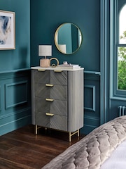 Dark Grey Valencia Marble and Mango Wood 5 Drawer Chest of Drawers - Image 1 of 11