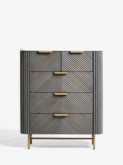 Dark Grey Valencia Marble and Mango Wood 5 Drawer Chest of Drawers - Image 5 of 11