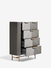Dark Grey Valencia Marble and Mango Wood 5 Drawer Chest of Drawers - Image 6 of 11