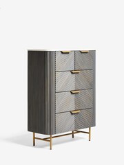 Dark Grey Valencia Marble and Mango Wood 5 Drawer Chest of Drawers - Image 7 of 11
