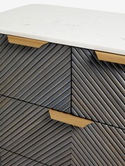 Dark Grey Valencia Marble and Mango Wood 5 Drawer Chest of Drawers - Image 9 of 11