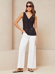 Lipsy Black Broderie V Neck Vest - Image 3 of 4