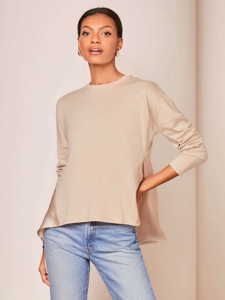 Lipsy Cream Satin Jersey Tunic - Image 1 of 4 Lipsy Cream Satin Jersey Tunic - Image 1 of 4