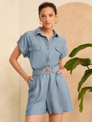 Love & Roses TENCEL™ Overall mit durchgehender Knopfleiste und Ärmeln zum Hochkrempeln - Bild 1 von 4