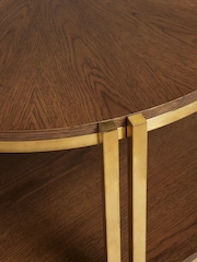 Dark Radial Oak and Oak Veneer Round Coffee Table - Image 2 of 6