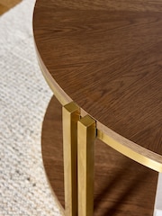 Dark Radial Oak and Oak Veneer Round Coffee Table - Image 3 of 6