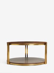Dark Radial Oak and Oak Veneer Round Coffee Table - Image 4 of 6