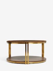 Dark Radial Oak and Oak Veneer Round Coffee Table - Image 5 of 6