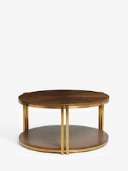 Dark Radial Oak and Oak Veneer Round Coffee Table - Image 6 of 6