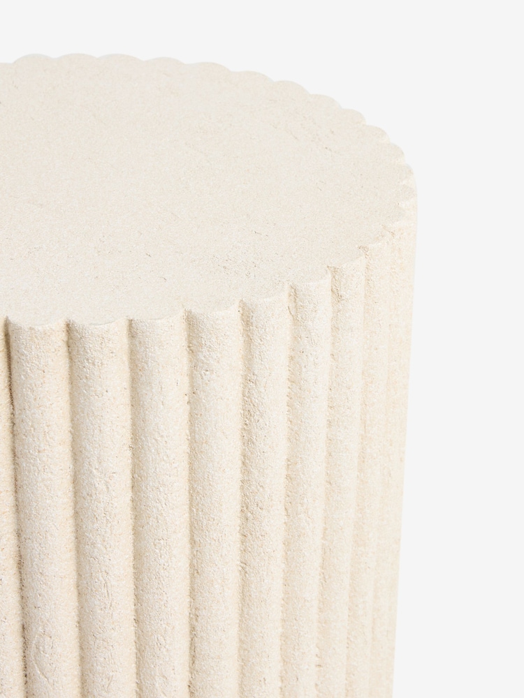 Natural Textured Ribbed Side Table - Image 2 of 4