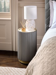 Dark Grey Valencia Marble and Mango Wood Side Table - Image 1 of 6