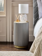 Dark Grey Valencia Marble and Mango Wood Side Table - Image 2 of 6