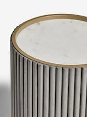 Dark Grey Valencia Marble and Mango Wood Side Table - Image 6 of 6