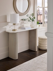 Light Grey Valencia Marble and Mango Wood Console Table - Image 1 of 7