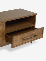 Dark Clayton Oak Marquetry Wide TV Unit - Image 10 of 10