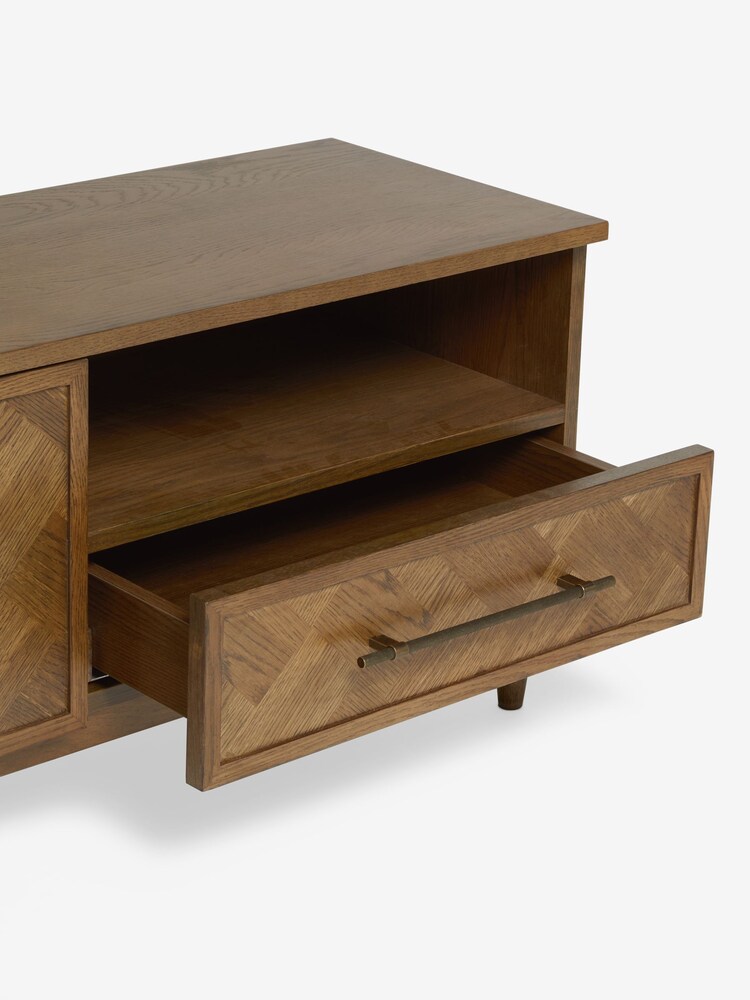 Dark Clayton Oak Marquetry Wide TV Unit - Image 10 of 10
