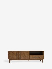Dark Clayton Oak Marquetry Wide TV Unit - Image 5 of 10