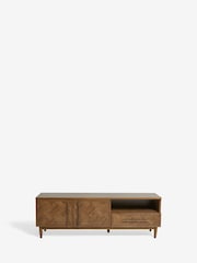 Dark Clayton Oak Marquetry Wide TV Unit - Image 6 of 10