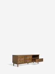 Dark Clayton Oak Marquetry Wide TV Unit - Image 8 of 10
