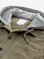 Grey Cord Single Pocket Shacket with Hood - Image 7 of 8
