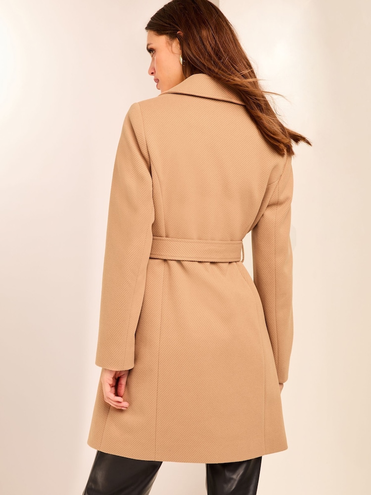 Lipsy Camel Military Button Through Belted Coat - Image 5 of 7